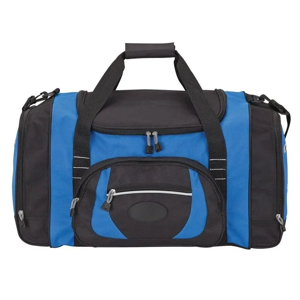 600D Poly Blue Sports Duffel Bag KD4205 Medium Travel Carry On Gym Carryall